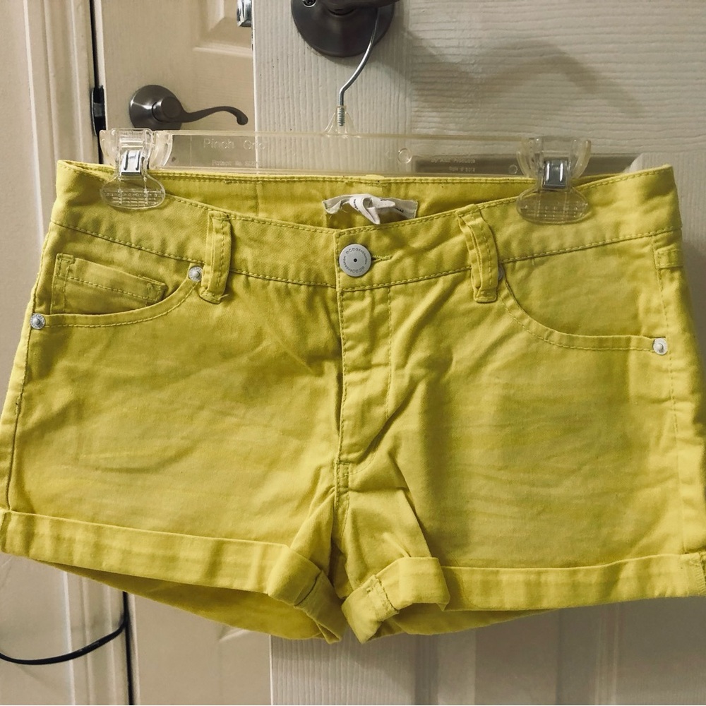 BCBGeneration Yellow Jean Shorts with Cuffed Hem